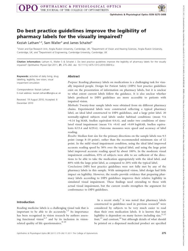 Do Best Practice Guidelines Improve The Legibility of Pharmacy Labels