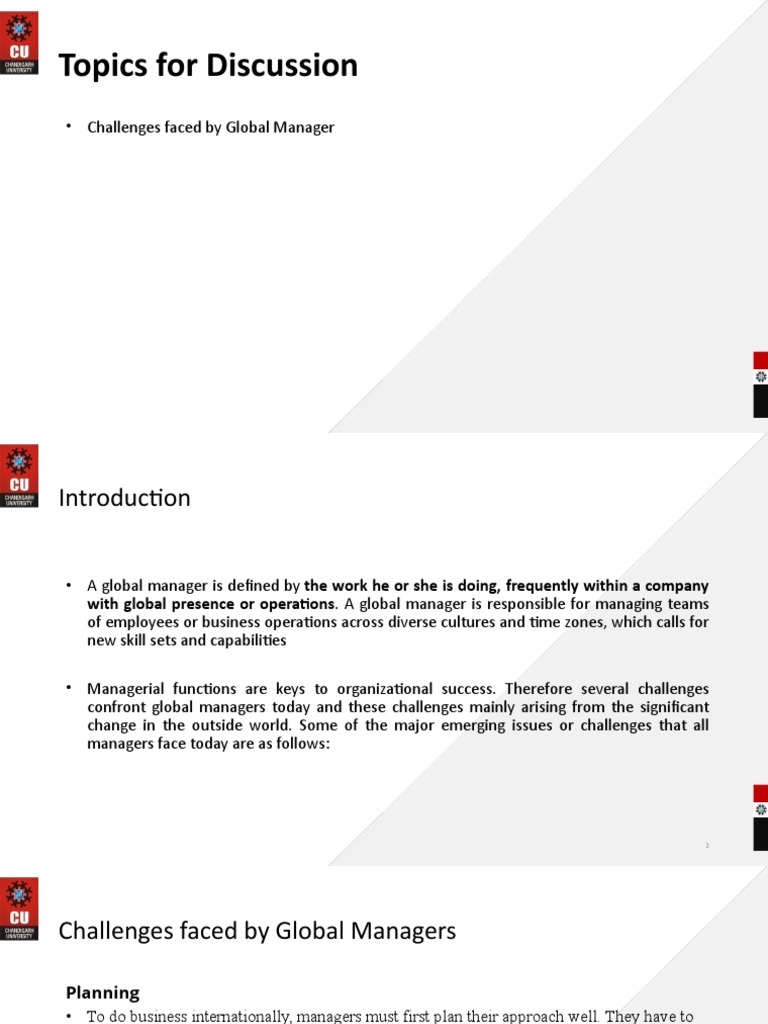 Challenges For Global Managers Pdf Innovation Business Ethics