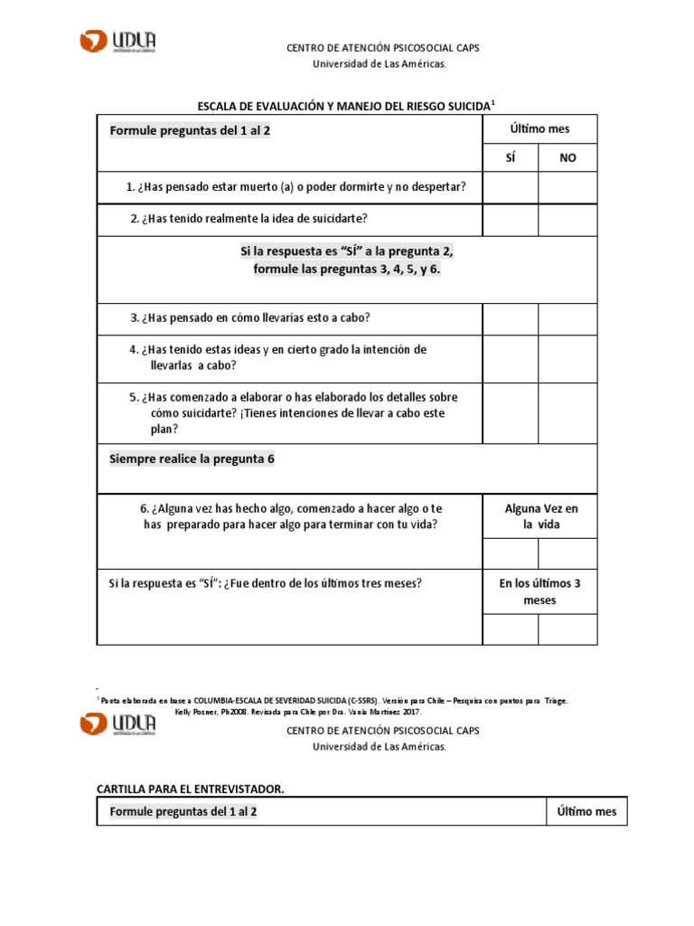 Escala de Evaluación de Riesgo Suicida | PDF | Suicidio