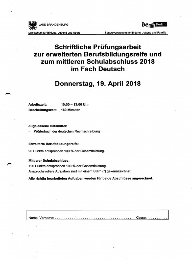  MSA Deutsch 2018 Inkl Loesung 