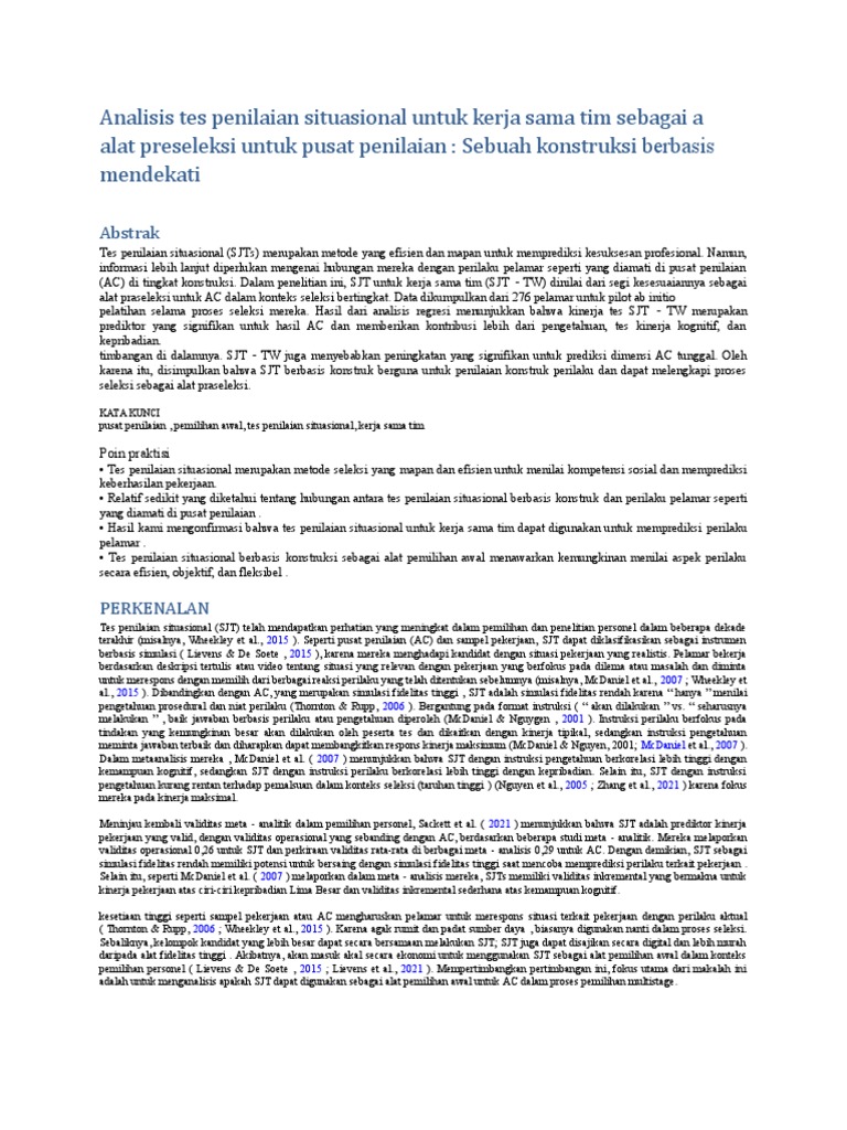 Analysis of a situational judgment test for teamwork as a pdf