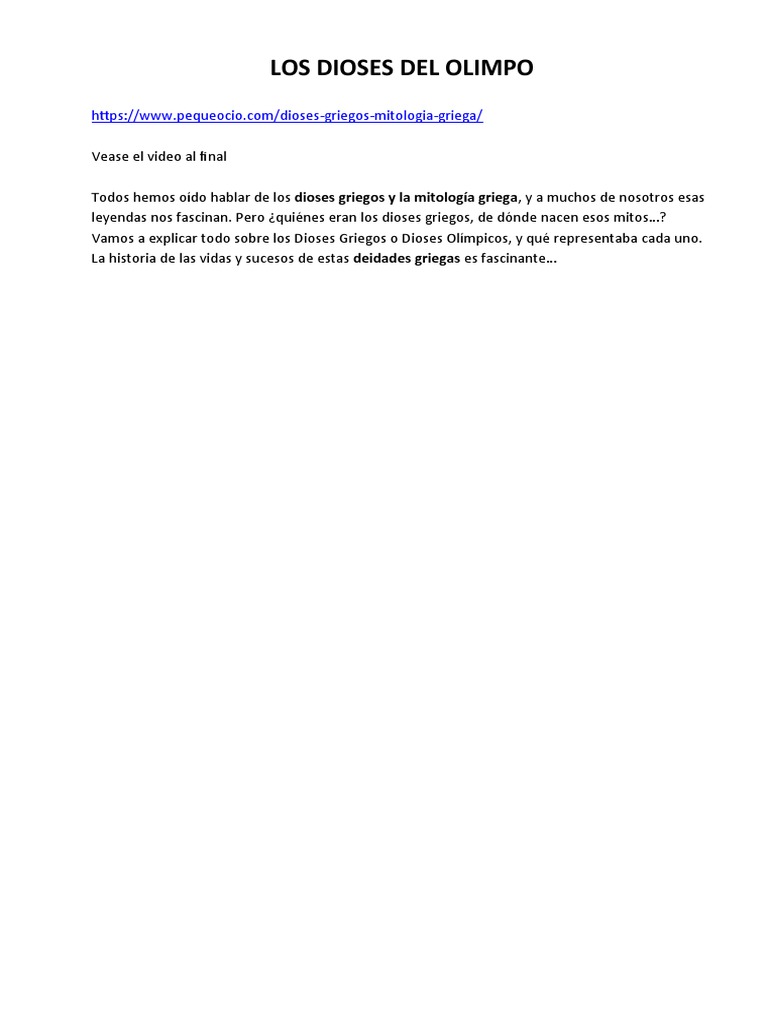 Los 12 Dioses del Olimpo Griego | PDF | Doce olímpicos | Hera