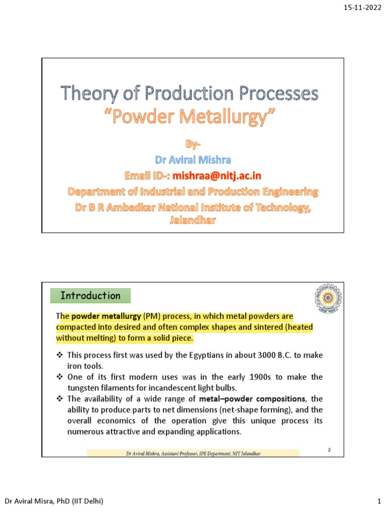 Powder Metallurgy: Processes & Applications | PDF | Sintering | Metals