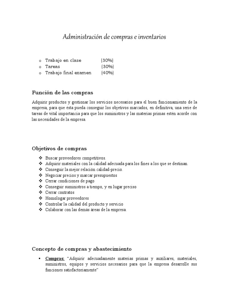 Administración de Compras e Inventar | PDF | Presupuesto | Calidad ...