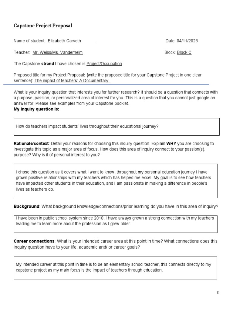 Capstone Project Proposal PDF Teachers Mentorship Capstone Project Proposal PDF Teachers Mentorship