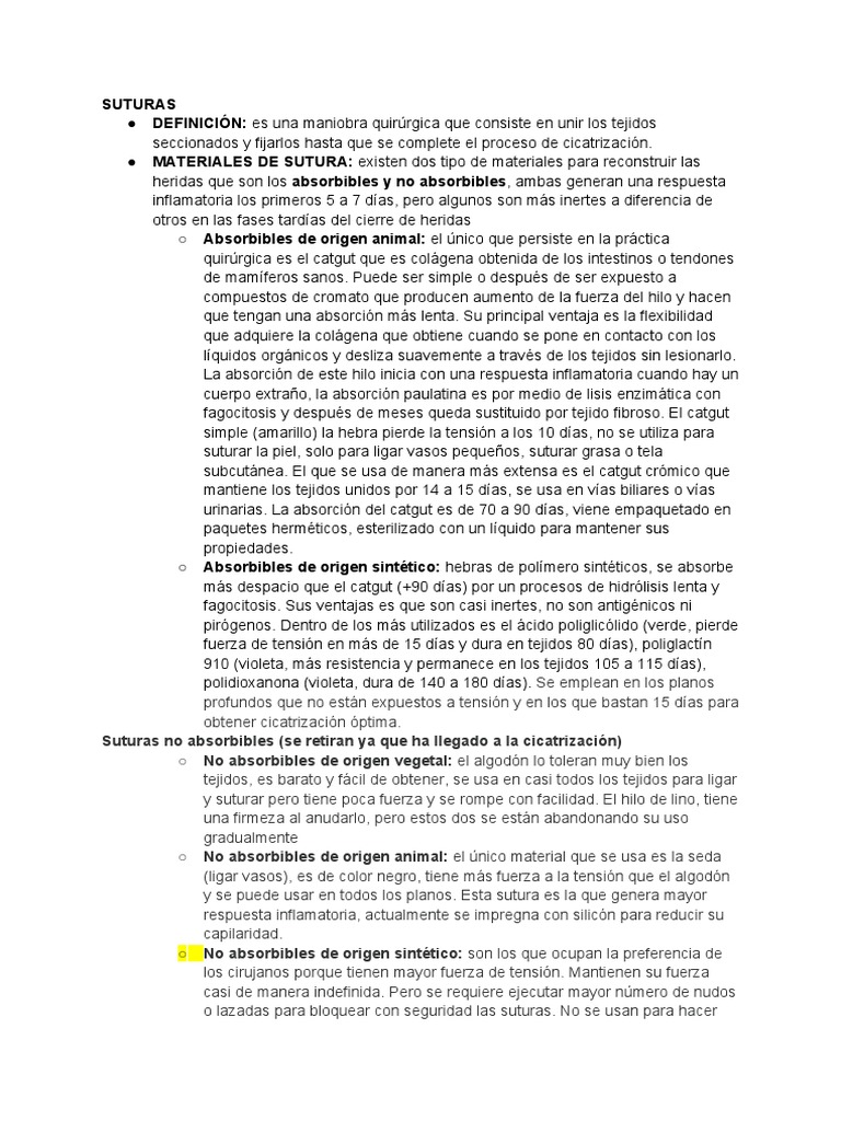 Suturas Tipos De Suturas Pdf