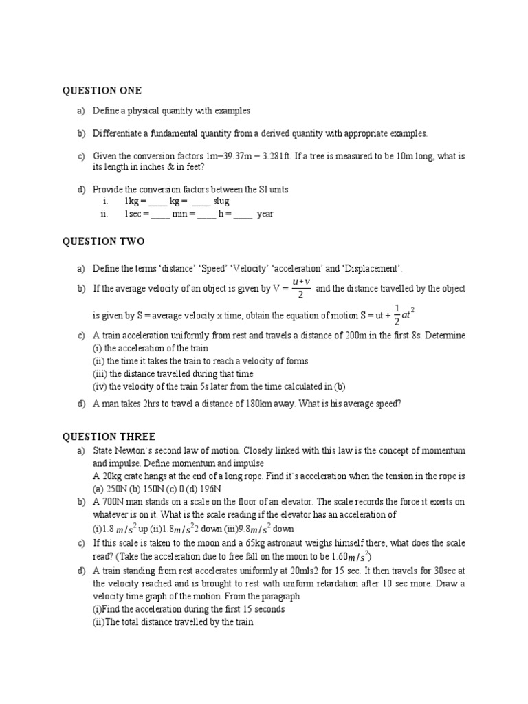 PHYS1201: Physics Concepts and Calculations | PDF | Velocity | Acceleration