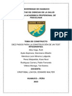 Escuela Academica Profesional de Psicologia: Universidad de Huanuco Facultad de Ciencias de La Salud