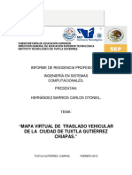 Mapa Virtual de Traslado Vehicular de La Ciudad de Tuxtla Gutiérrez Chiapas.