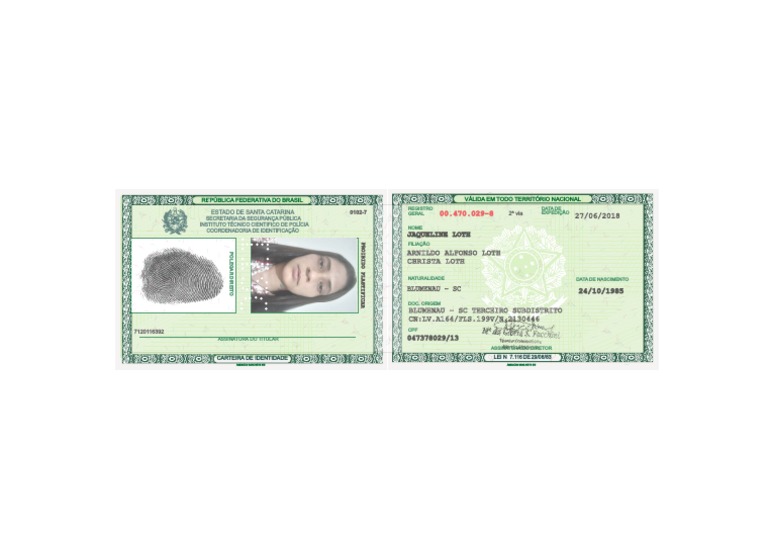 RG - Santa Catarina | PDF | Documento | Autenticação