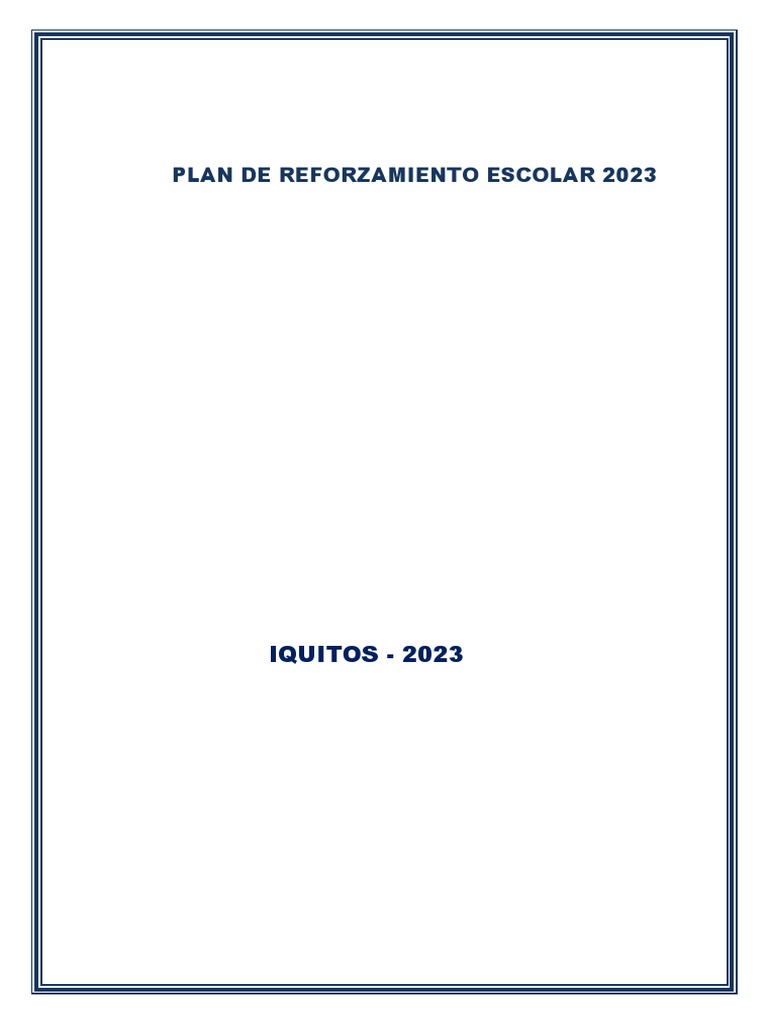 Plan de Refuerzo Escolar 2023 | PDF | Evaluación | Educación de la ...