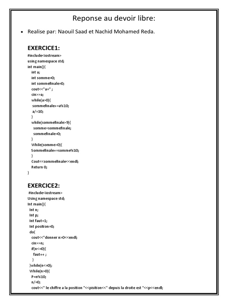 Réponses aux exercices de programmation | PDF | Ordinateurs