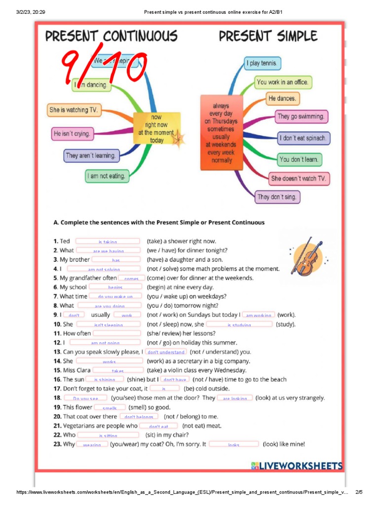 ESL Grammar: Present Simple vs Continuous | PDF