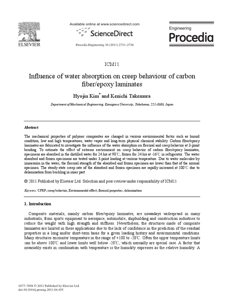 Influence of Water Absorption On Creep Behaviour of Carbon Fiber Epoxy