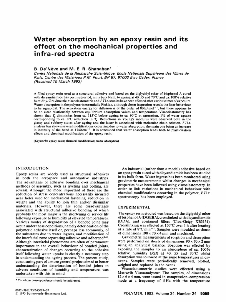 Epoxy Resin Water Absorption Effects | PDF | Epoxy | Polymers