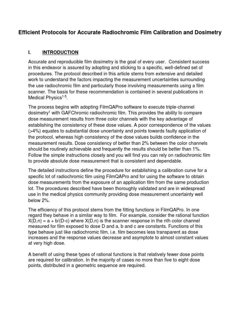 Efficient Protocols For Calibration and Dosimetry PDF Image Scanner