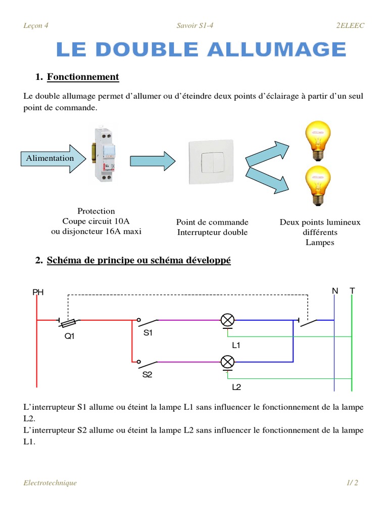 Schéma Simple Allumage 2 Lampes Le Double Allumage | PDF