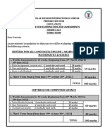 Criteria For All Languages (English / Arabic/ Urdu/ French), Mathematics & Science