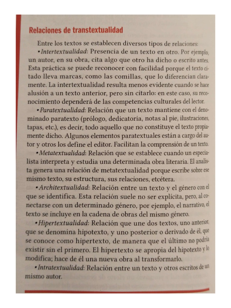 Relaciones de Transtextualidad | PDF