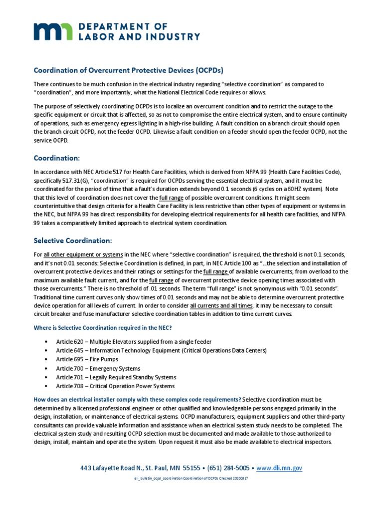 Eli Bulletin Ocpd Coordination PDF Electrical Engineering Electricity