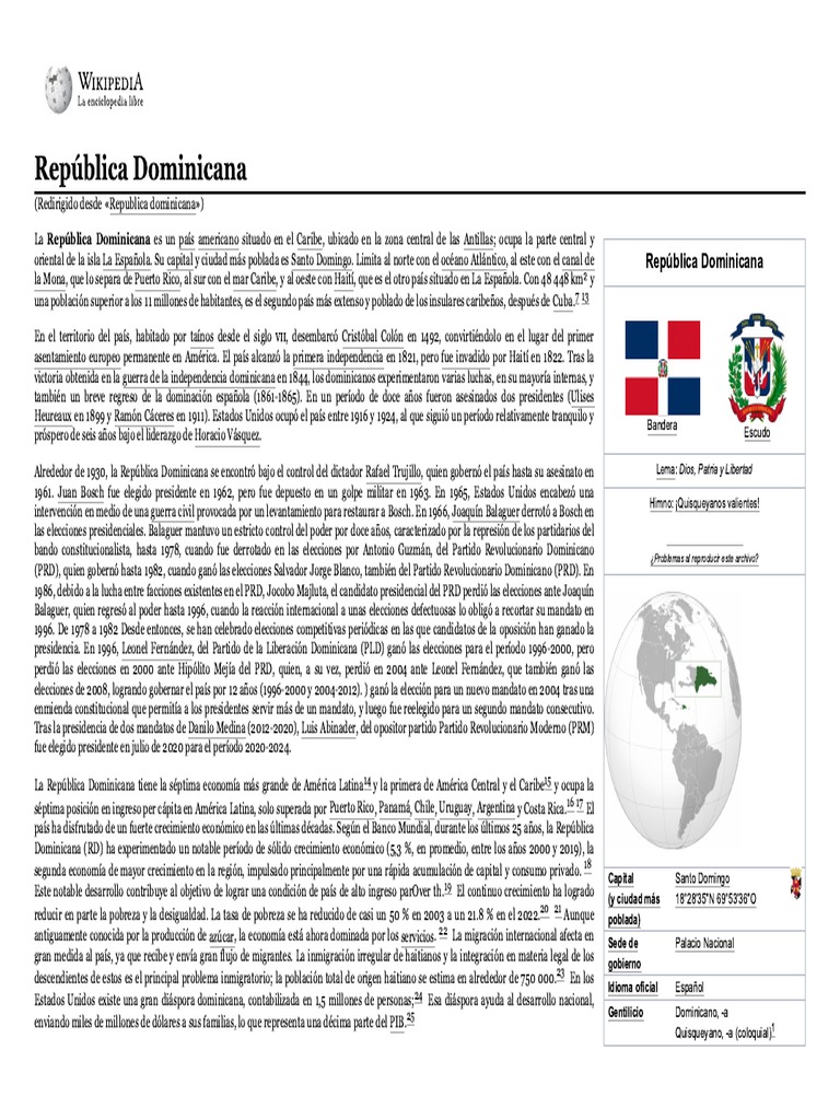 República Dominicana - Wikipedia, La Enciclopedia Libre