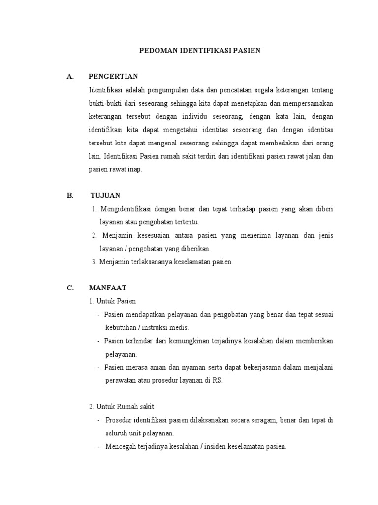 Pedoman Identifikasi Pasien Pdf