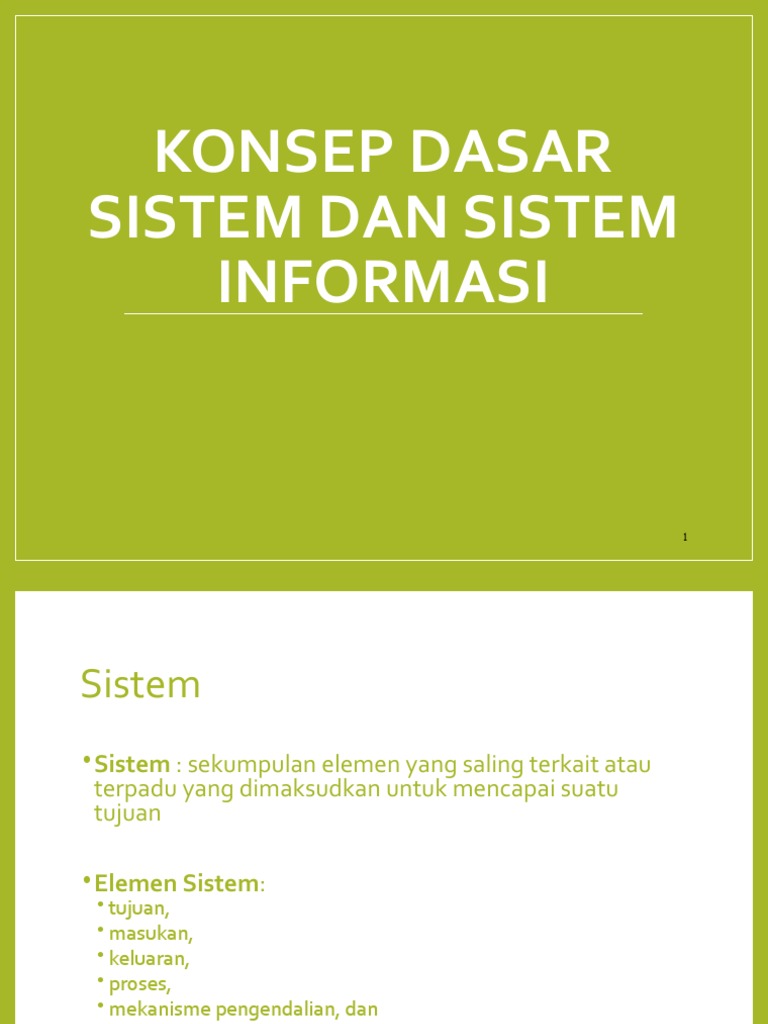 Pertemuan 3 Konsep Dasar Sistem Dan Sistem Informasi | PDF image.