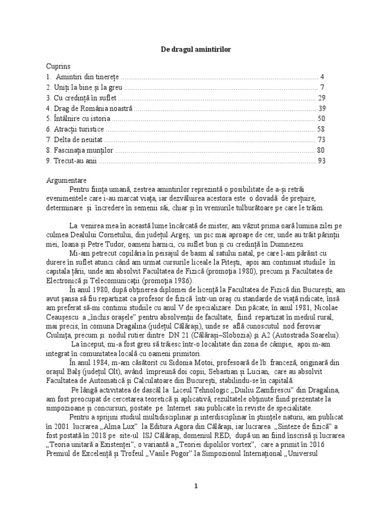 De Dragul Amintirilor | PDF