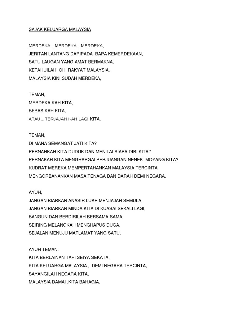 Sajak Keluarga Malaysia | PDF