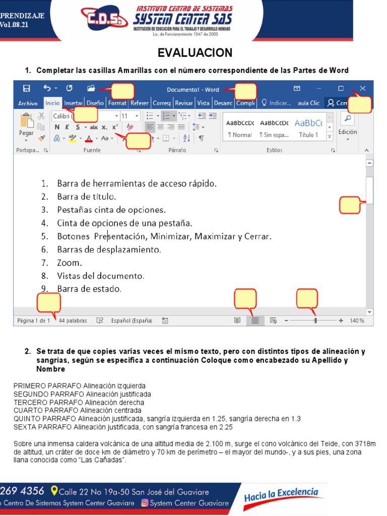 Ejercicios Prácticos de Microsoft Word | PDF | Volcán | Software
