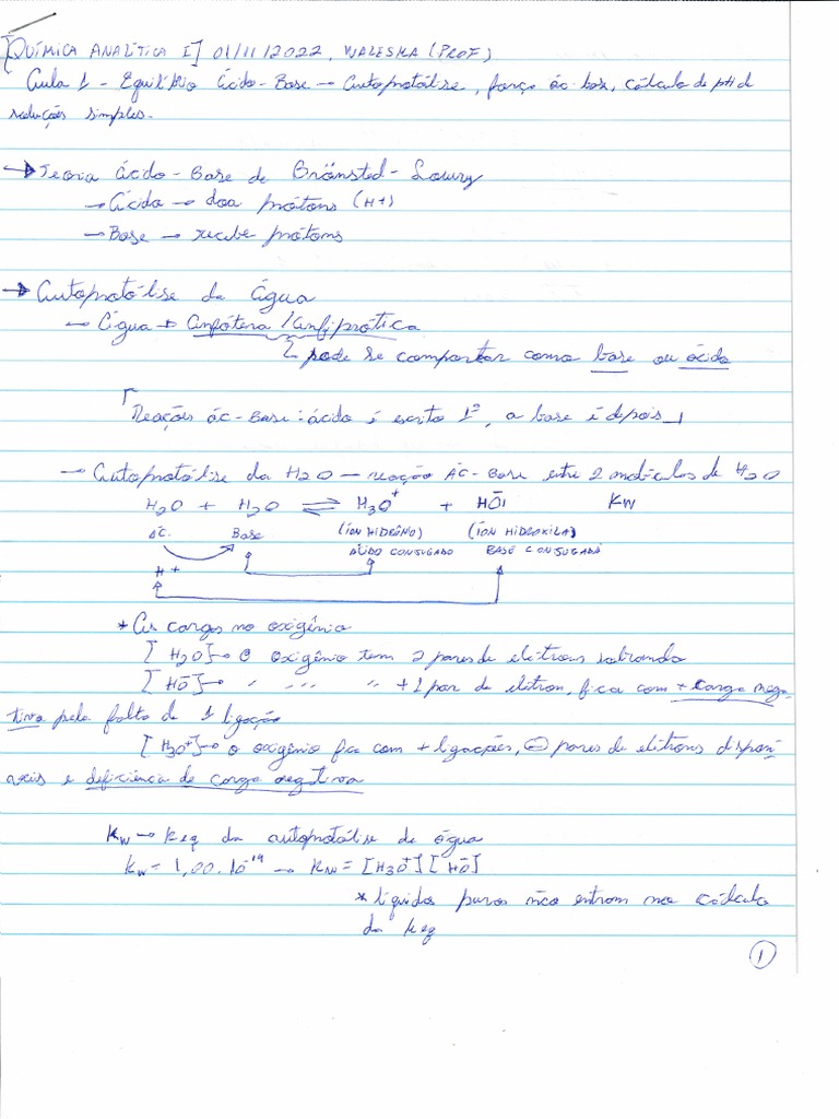 Equilíbrio ácido base - autoprotólise da água, força ácido base e ...