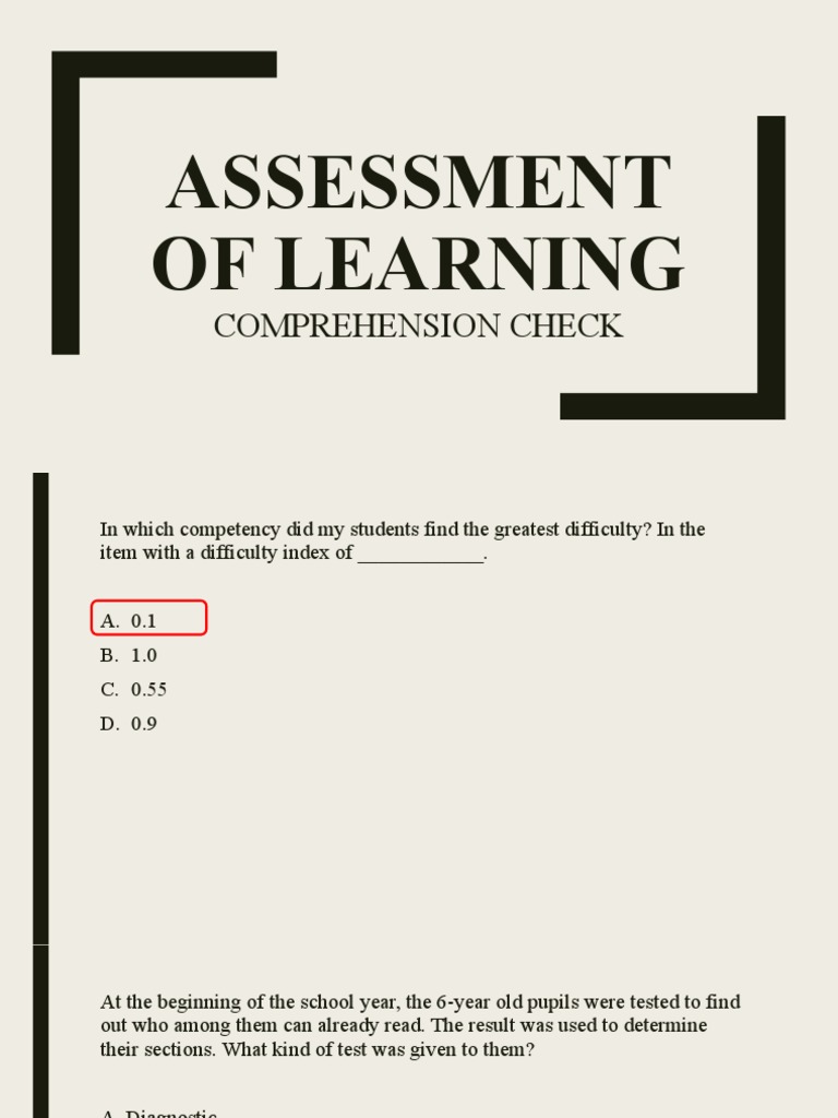 Assessment Compre Check | PDF | Educational Assessment | Cognition