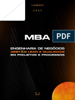 MBA Engenharia de Negócios Gestão Lean & Qualidade em Projetos e