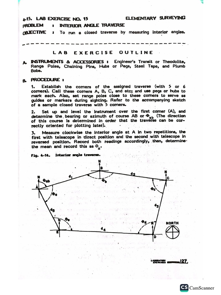 Fieldwork #13 - Interior Angle Traverse | PDF