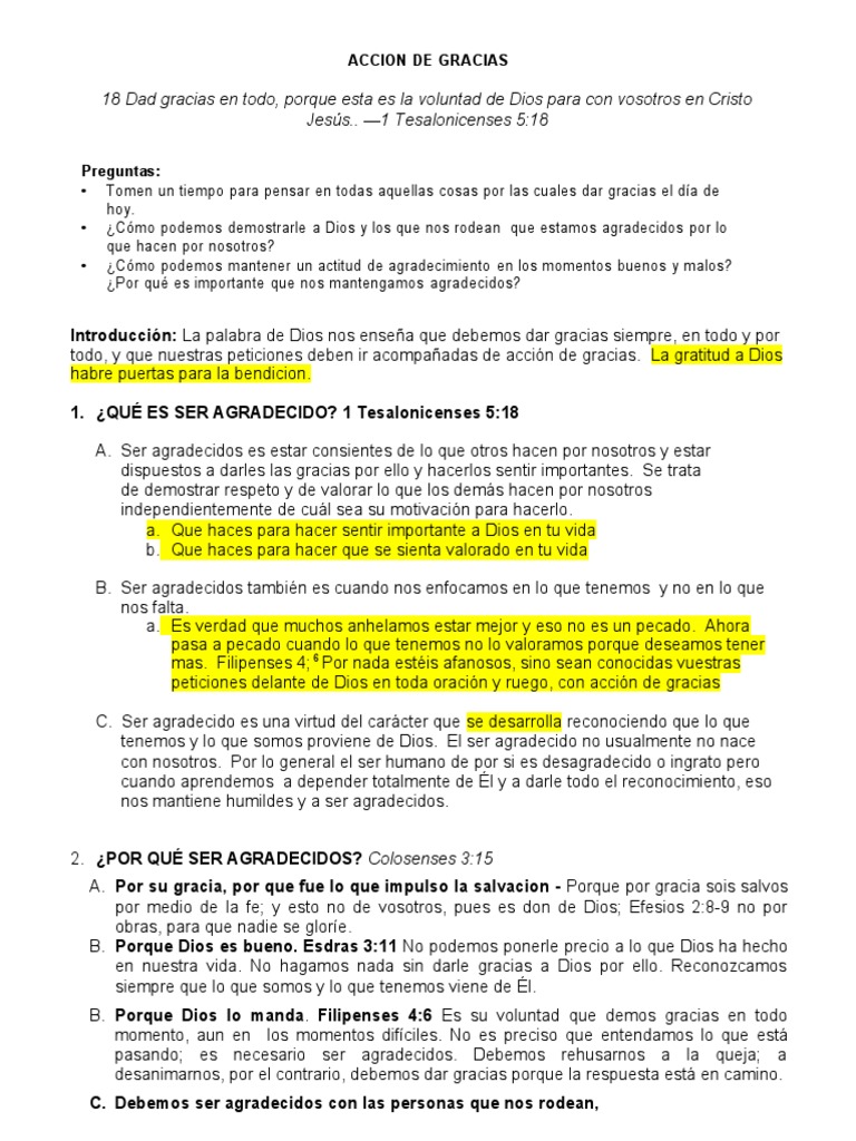 Accion de Gracias | PDF | Gratitud | Pecado