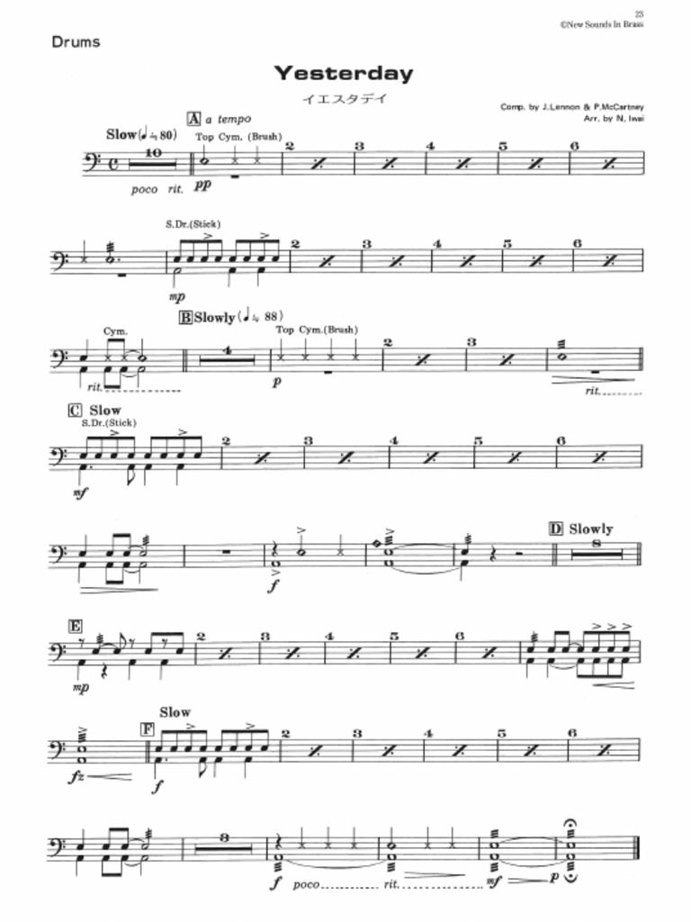 Yesterday Drums PDF