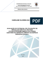 Avaliação Do Potencial de Utilização de Percolato Bruto