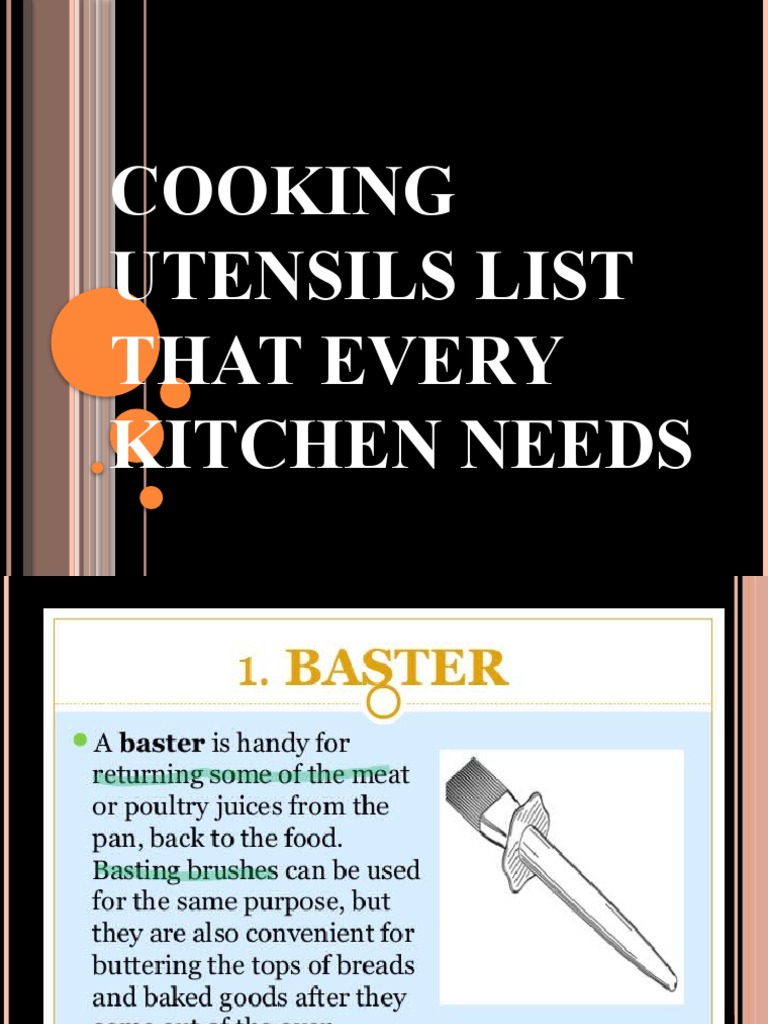 Cooking Utensils List That Every Kitchen Needs Download Free PDF