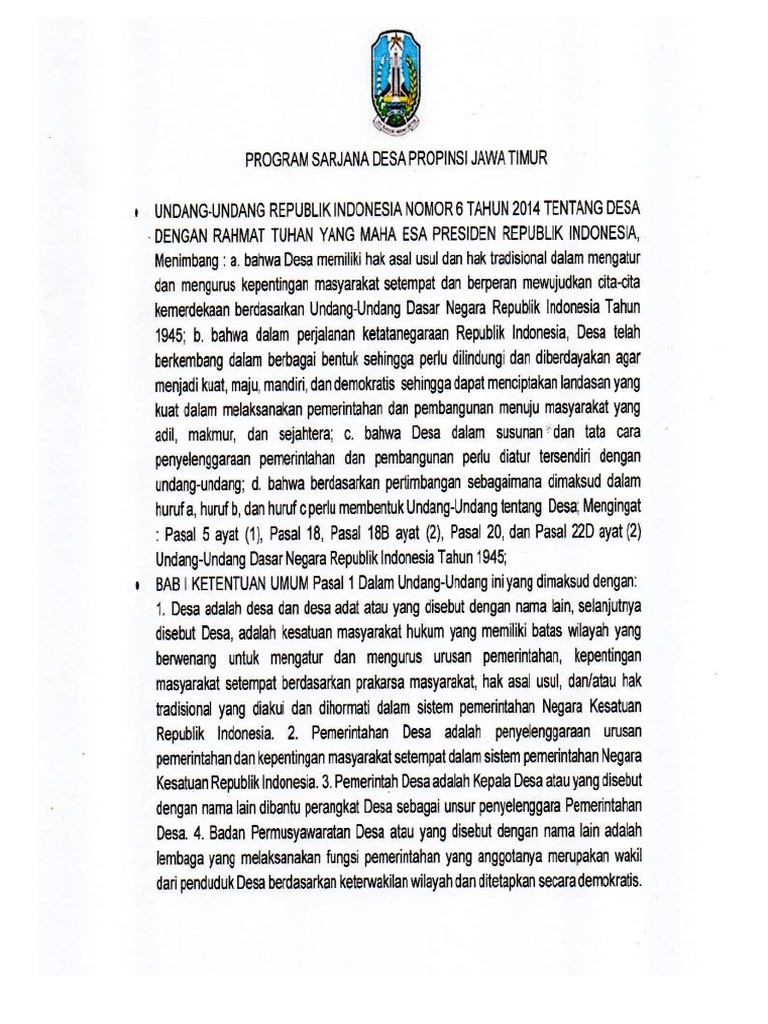 Program Sarjana Desa Jawa Timur 2023 | PDF