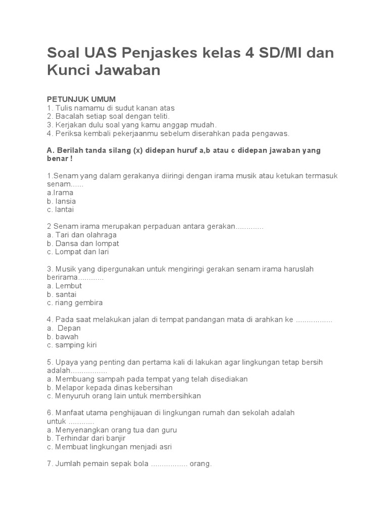 Latihan PJOK Kelas 4 Semester 2: Kuasai Materi dengan Mudah