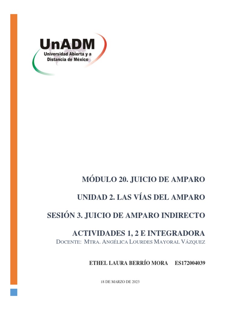 Juicio de Amparo Indirecto: Actividades Clave | PDF | Caso de ley | Ley ...
