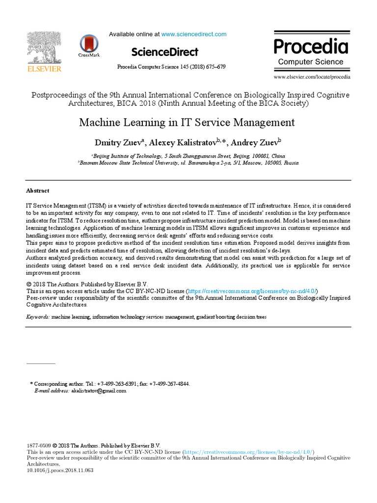 Machine Learning in ITSM | PDF | Applied Mathematics | Statistics
