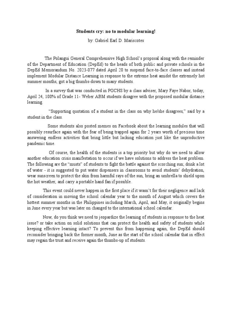 Students Cry PDF
