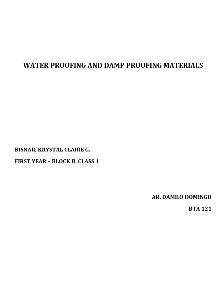 Waterproofing and Damp Proofing Guide | PDF | Asphalt | Mortar (Masonry)