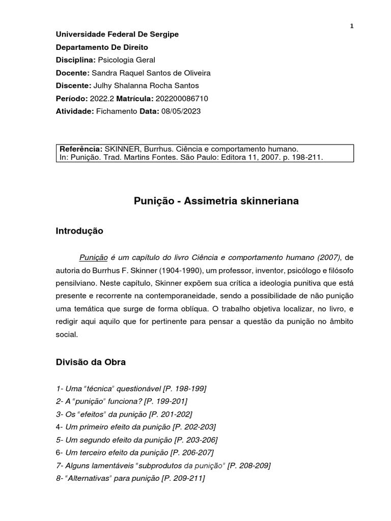 Crítica à Punição em Skinner | PDF
