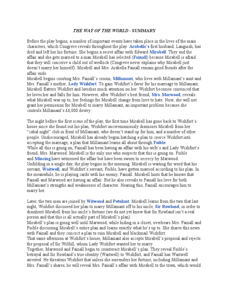 Summary of Congreve's The Way of the World | PDF | Classics