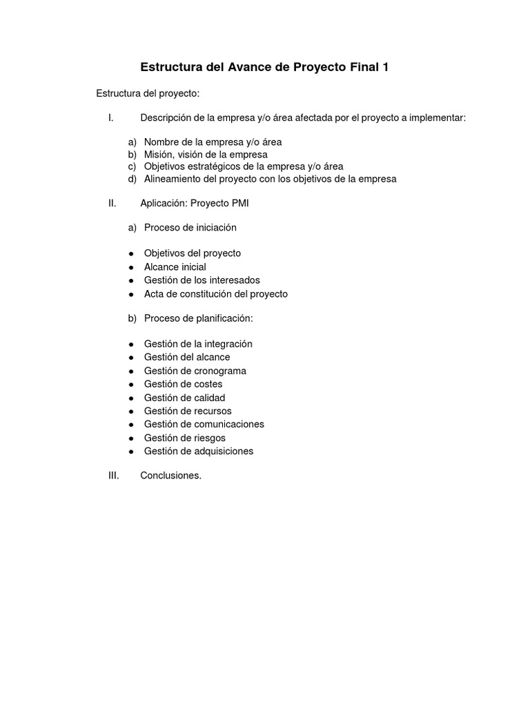 Estructura del Avance de Proyecto Final | PDF