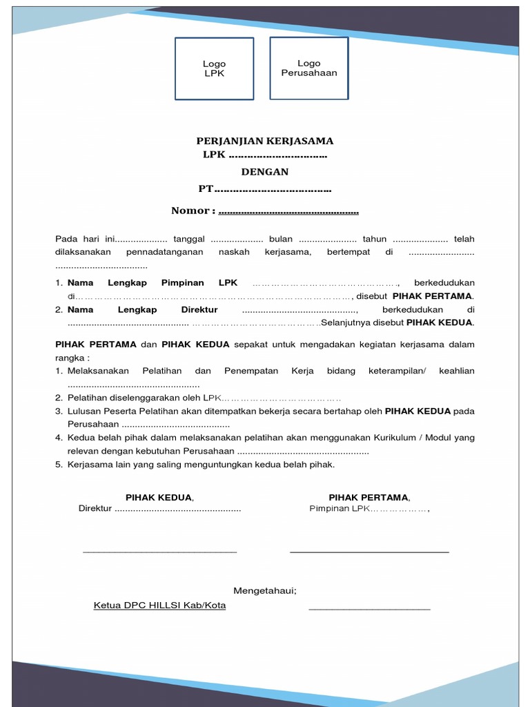 Contoh Mou Kerjasama Lpk Job Order Pdf
