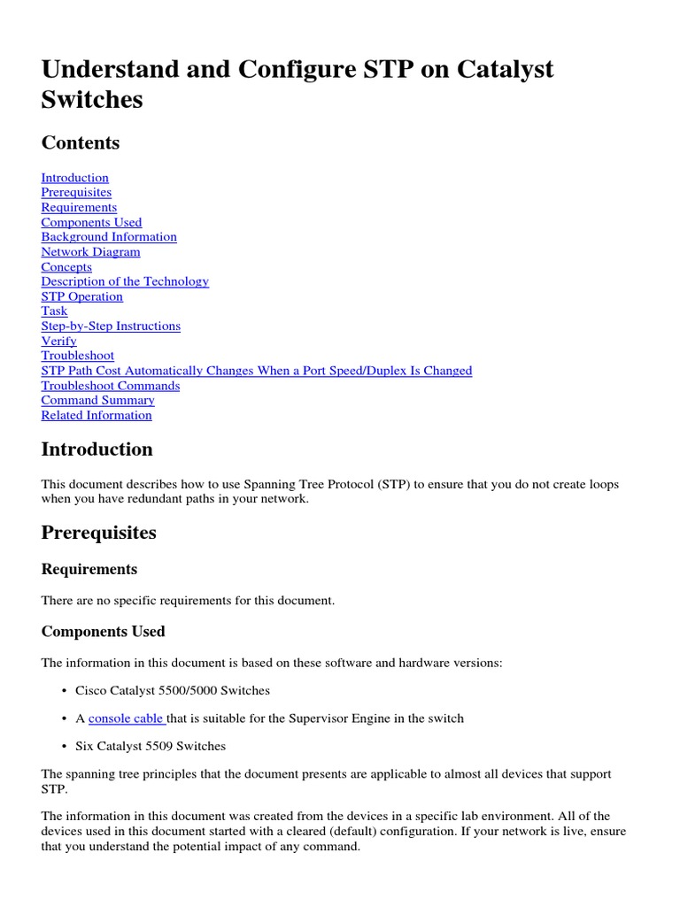 Understand and Configure STP On Catalyst Switches: Requirements ...