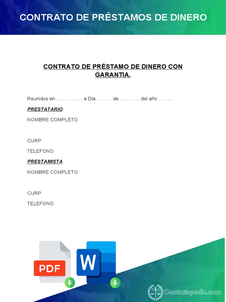 Contrato de Prestamo de Dinero | PDF | Dinero | Derecho privado
